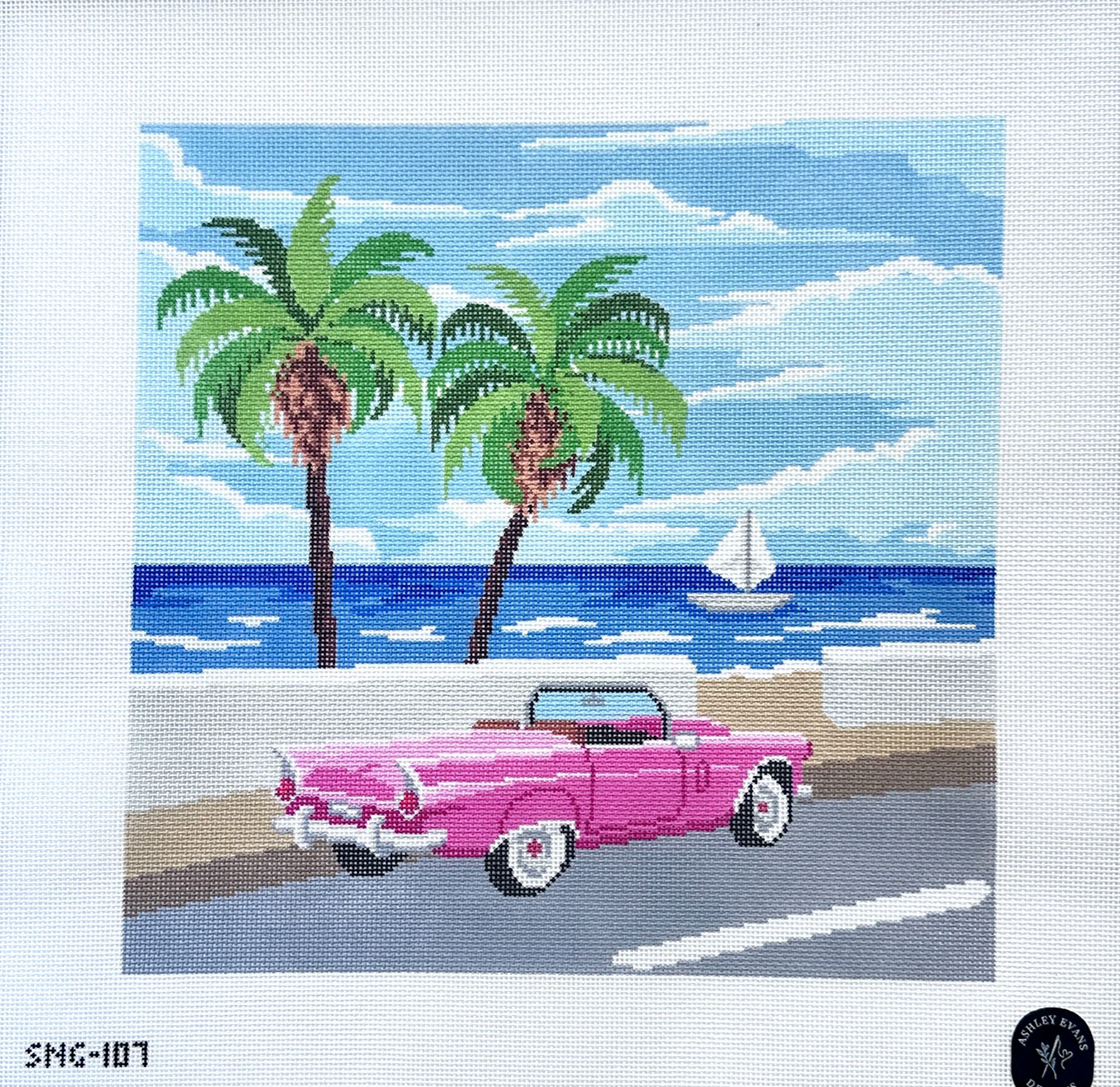 SNG-107 Top Down No Plans Pink Convertible needlepoint canvas