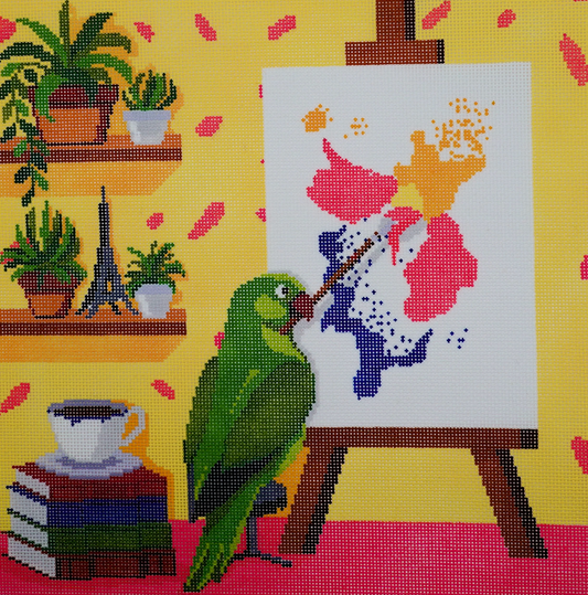 SNGL-100 Polly Wants a Canvas Parrot Artist needlepoint canvas