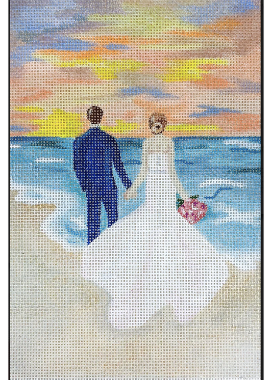 MB6 Sunset Beach Wedding Canvas needlepoint canvas